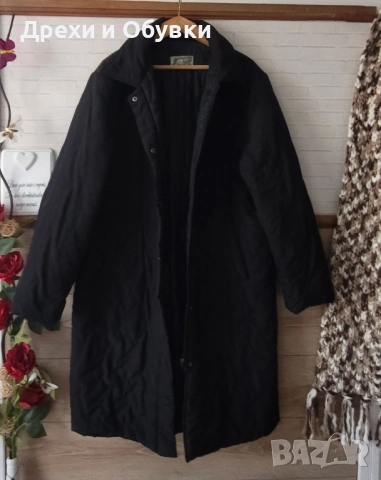 Черно дълго зимно яке ХЛ , снимка 3 - Якета - 48757513