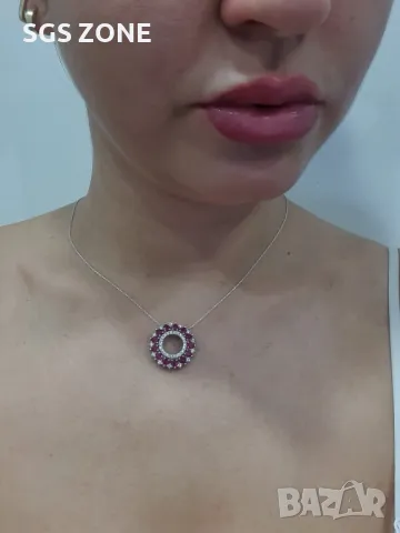 Сребърна Висулка с Рубини/Сапфири/Изумруди💎, снимка 7 - Колиета, медальони, синджири - 49916587