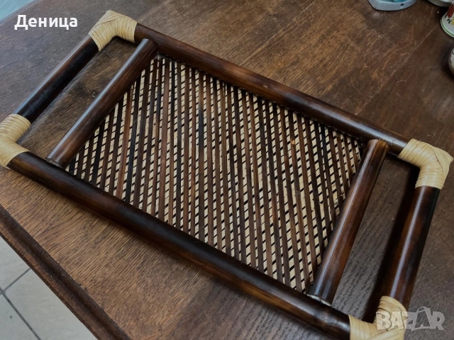 Ръчно изработен бамбуков поднос  Размери с дръжки-44/23.5 см и размери без-31/23.5 см Цена-30 лв , снимка 12 - Декорация за дома - 51517838