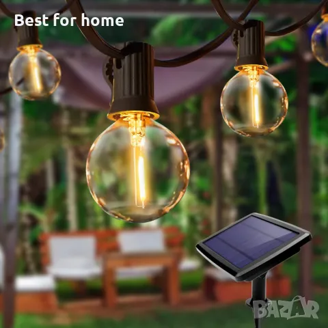 Соларна външна автономна верига лампички 18 м, G40 30+4 LED крушки , снимка 4 - Градински мебели, декорация  - 50051279