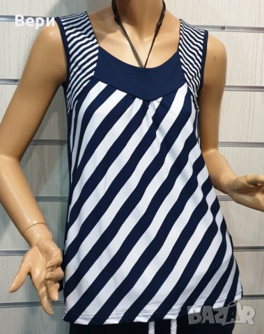 Нова дамска елегантна моряшка блуза без ръкави, райе, снимка 15 - Потници - 29039445