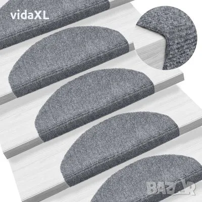 vidaXL Самозалепващи стелки за стъпала, 5 бр, светлосиви, 65x21x4 см（SKU:149704）, снимка 2 - Други - 48716064