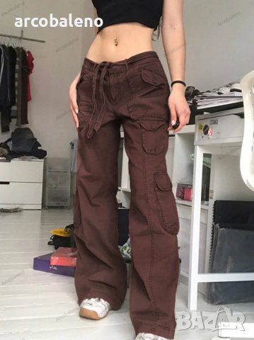 Дамски панталони с много джобове, свободни ежедневни дънкови панталони с ниска талия, 3цвята - 023