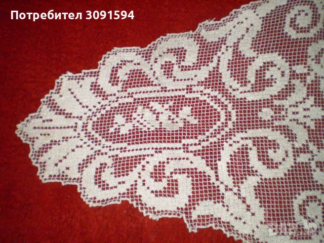 Старинна реколта от 30-те години на миналия век, ръчно плетена покривка, снимка 2 - Други ценни предмети - 48779709