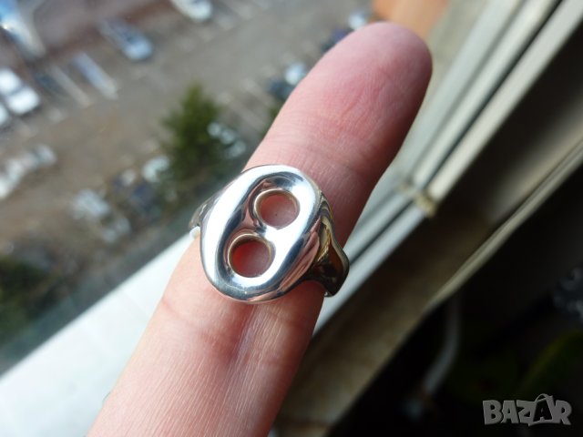 Сребърен пръстен с две кръгчета, халка 1.7