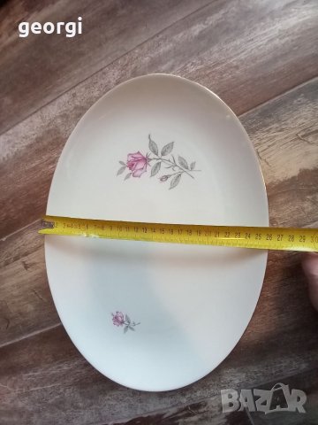 Немско порцеланово плато с рози и златен кант, снимка 6 - Прибори за хранене, готвене и сервиране - 35559860