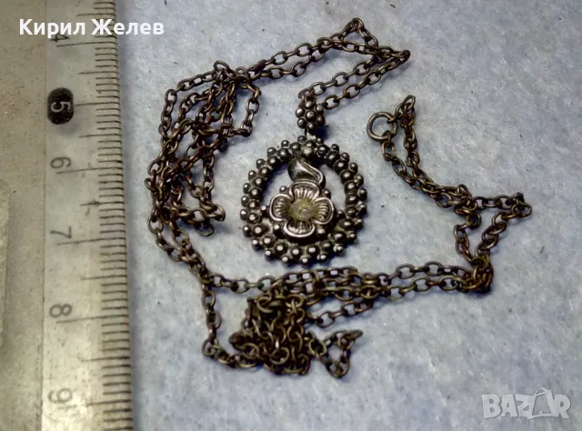 СТАР ФЛОРАЛЕН СРЕБЪРЕН МЕДАЛЬОН ОКСИДИРАНО СРЕБРО ВИСОКА ПРОБА с ПЕЧАТ МК8 и СРЕБЪРНА ВЕРИЖКА 48962, снимка 7 - Антикварни и старинни предмети - 50072885