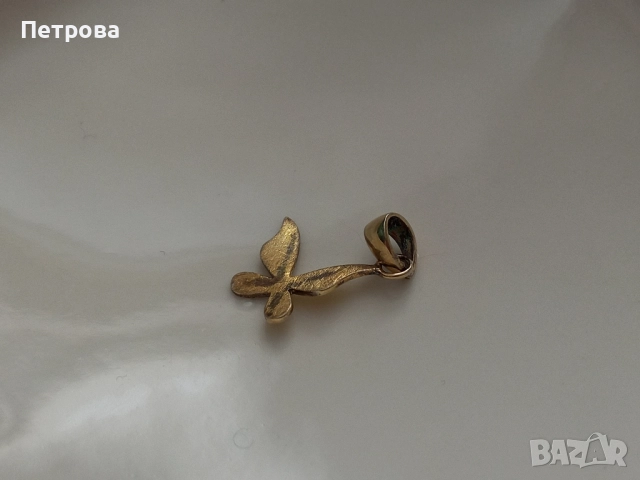 Сребърна висулка пеперуда с позлата , снимка 5 - Колиета, медальони, синджири - 52040591