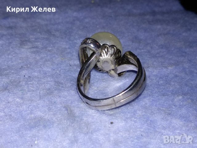 СКЪПОЦЕНЕН БЕЛ ЕПОК СТИЛ СРЕБЪРЕН ПРЪСТЕН РОДИРАНО СРЕБРО 925 с ОГРОМЕН БИСЕР и ЦИРКОНЧЕТА 26838, снимка 15 - Пръстени - 40574721