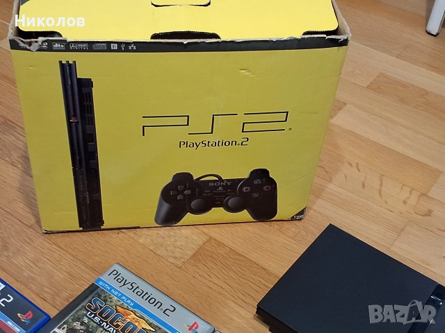 PS2 slim пълен комплект + 5игри КУТИЯ, снимка 2 - PlayStation конзоли - 53150320