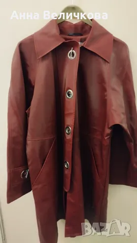 Червено Дълго дамско яке, снимка 2 - Якета - 50299411
