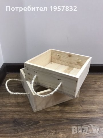 Декоративна дървена кутия с конопена дръжка, снимка 3 - Декорация за дома - 26229248