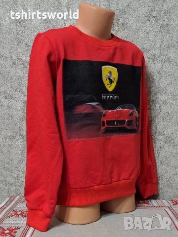 Нова детска ватирана блуза с дълъг ръкав и дигитален печат Ferrari, снимка 3 - Детски Блузи и туники - 38861420