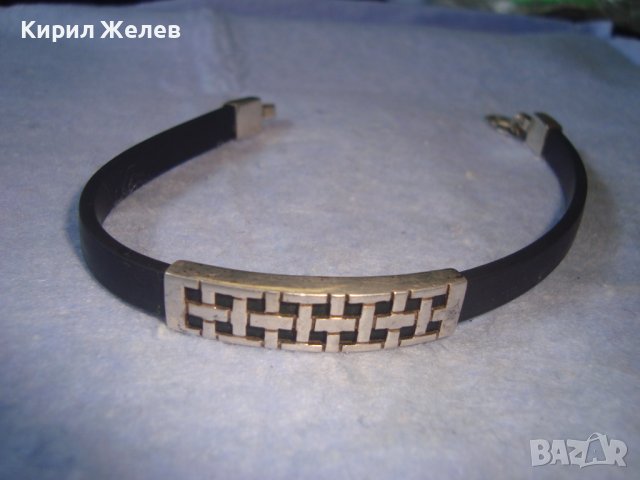 ФЕШЪН АРТ СРЕБЪРНА ГРИВНА СРЕБРО 925 със СИЛИКОНОВА КАИШКА 27236, снимка 3 - Гривни - 36867742