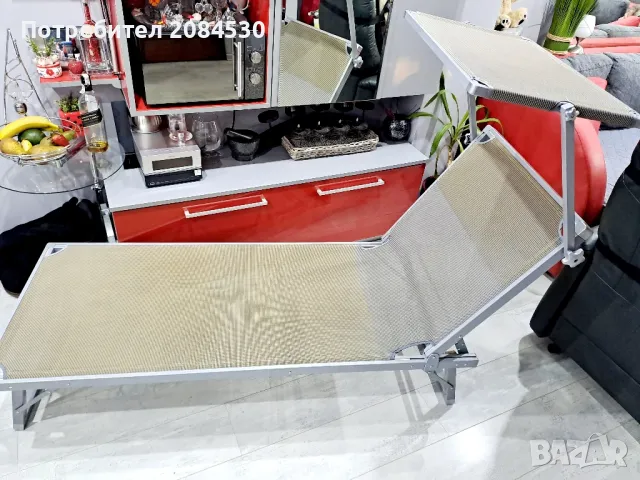 Алуминиев шезлонг със сенник 187/62см, снимка 15 - Градински мебели, декорация  - 49700472