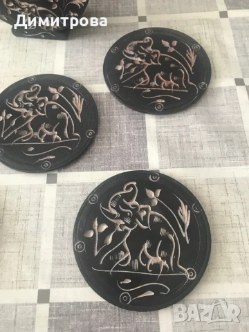 Гранитни гравирани подложки за чаши - комплект, снимка 2 - Други - 50931297