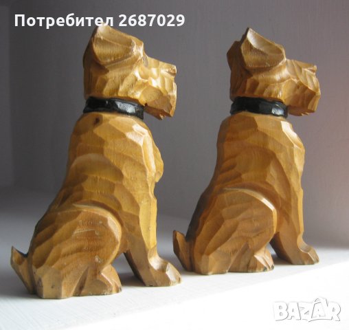 2 бр дървени: куче териер, котка, дърворезба фигура пластика, снимка 7 - Статуетки - 28974865