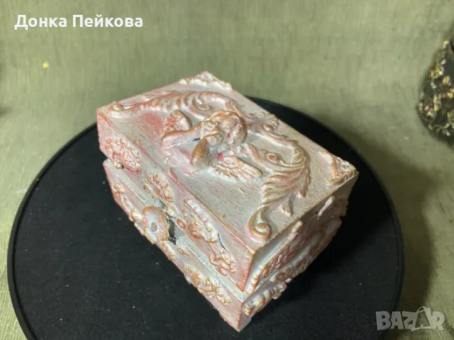 Ръчно декорирана кутия за кръщене за косичка или пъпче, скъпи спомени за бебче, снимка 8 - Декорация за дома - 48729758