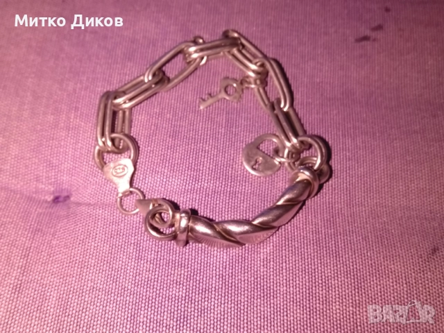 Сребърна гривна верижка за ръка нова проба 925 катинарче ключ 19.18грама, снимка 7 - Гривни - 52708377