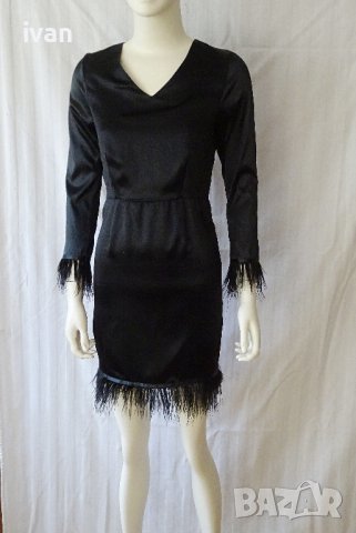 дамска рокля от естествена коприна с пера, снимка 6 - Рокли - 43670011