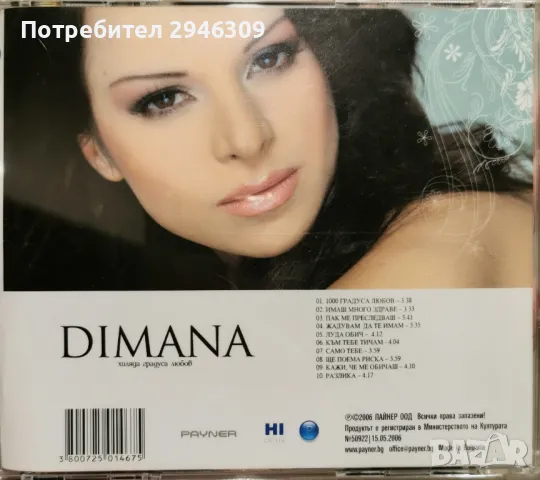 Димана - 1000 градуса любов(2006), снимка 2 - CD дискове - 48013456