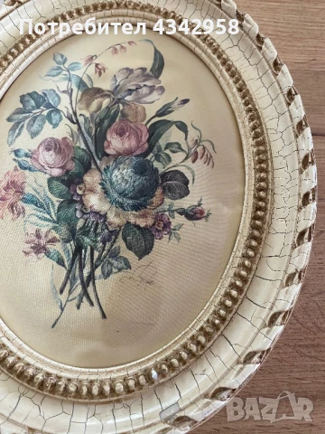 Vintage.Копринена картина в рамка., снимка 2 - Антикварни и старинни предмети - 51392586