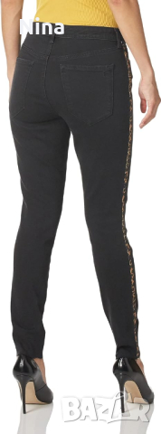 Черни тесни джинси с леопардов принт (Slim Fit), снимка 5 - Дънки - 44926194