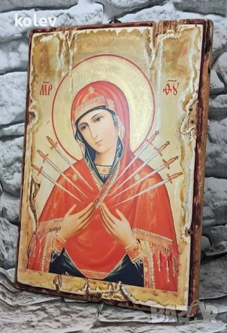 няма налична! Репродукция на Чудотворната икона на Света Богородица Седмострелна, снимка 2 - Икони - 50962829