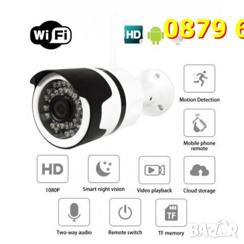 Комплект 3 броя.  Wateproof Camera WIFI за външен монтаж, нощно виждане Full HD, снимка 5 - IP камери - 32287857