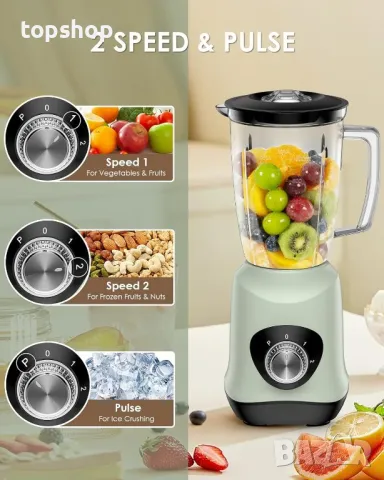 Блендер за сок Cosicosy с кана 1 л без BPA, 500 W, 2 скорости, зелен, снимка 2 - Блендери - 50355253