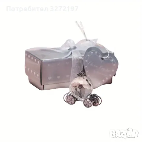 Уникална Елегантна Фигурка на Карета с Кристална Тиква, снимка 10 - Декорация за дома - 48240750