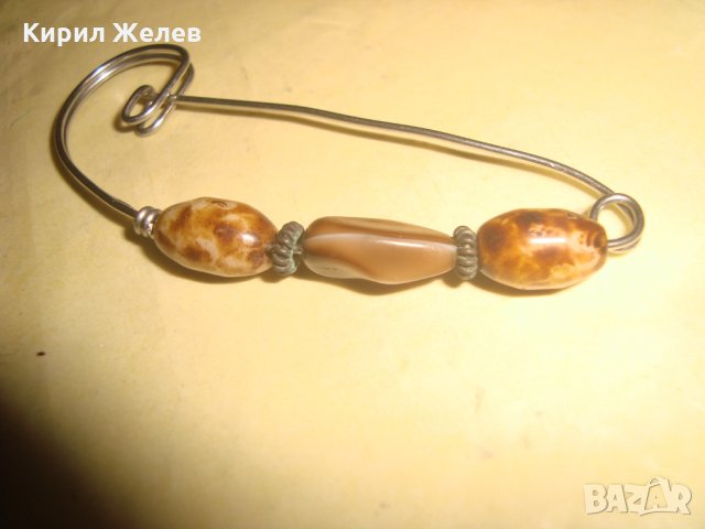 СТАРА БРОШКА с ЯСПИС КАМЪНИ ФИБУЛА 23446, снимка 5 - Антикварни и старинни предмети - 33343788