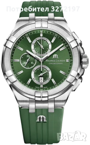 Kварцов часовник MAURICE LACROIX Aikon Special Edition,хронограф,дата,гумена каишка, снимка 13 - Мъжки - 49863999