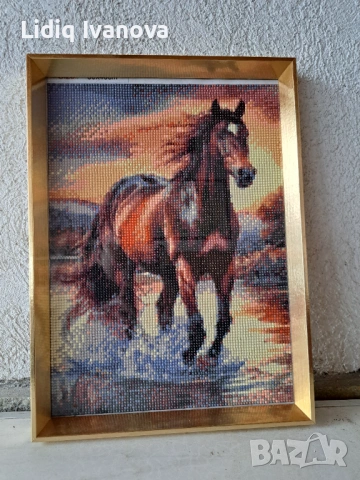 Диамантен гоблен кон-готов и рамкиран, снимка 2 - Гоблени - 51866436