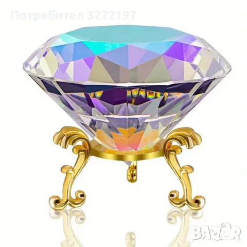Бохемска Кристална Украса С Форма На Диамант, Със Стойка,различни цветове, снимка 3 - Декорация за дома - 48252366