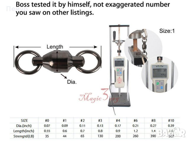 Лагерен вирбел Лагерни вирбели здрави халкички лагери Въртящ се фиксиращ конектор за риболов размер , снимка 13 - Водни спортове - 26444206