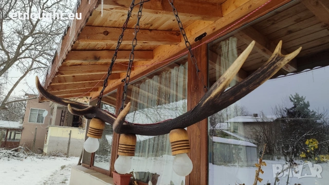 Изработваме полилеи от еленови рога с ръчно изработени дървени чашки , снимка 8 - Полилеи - 53334420