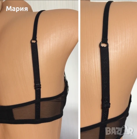 75 D / Д Malizia by La Perla Луксозен Сутиен Малиция от Ла Перла Прозрачен Цветя Бродерия Син Черен, снимка 11 - Бельо - 51143262