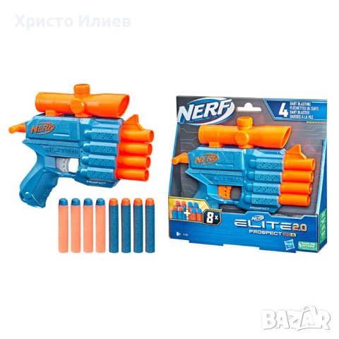 NERF ELITE 2.0 Бластер Пистолет PROSPECT QS 4 с 8 стрелички , снимка 4 - Други - 43730251