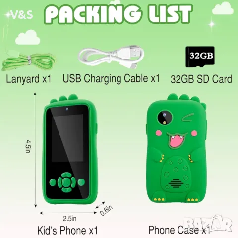 Детски мобилен телефон, 2,4-инчов дисплей, детска камера, играчка мобилен телефон с камера, функции , снимка 7 - Образователни игри - 48332731