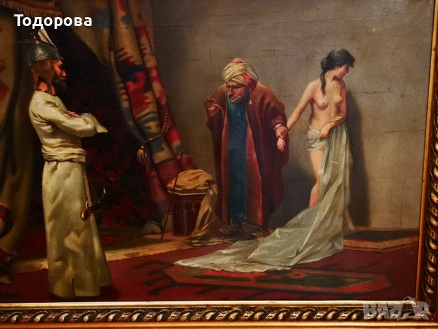 Картина масло-Rudolf Ernst/Търговец продава робиня на султан Baezit 2/, 20 000 €, снимка 10 - Картини - 52126926