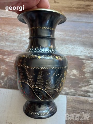 Гравирана месингова ваза, снимка 2 - Вази - 37292107