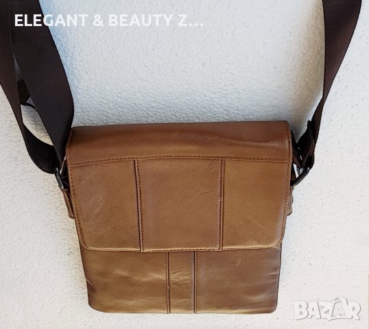 Мъжка кожена чанта с капак от телешки бокс черно и кафяво ( тик )., снимка 6 - Чанти - 34882536