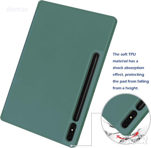 Калъф NEKOSUKI за Samsung Galaxy Tab S9 11 инча, тъмно зелен, снимка 3 - Калъфи, кейсове - 43079737