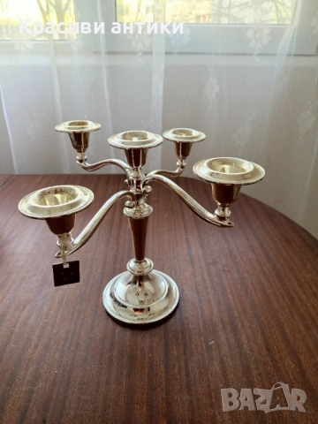 Свешник, красив, висок, посребрен, снимка 5 - Антикварни и старинни предмети - 52621808