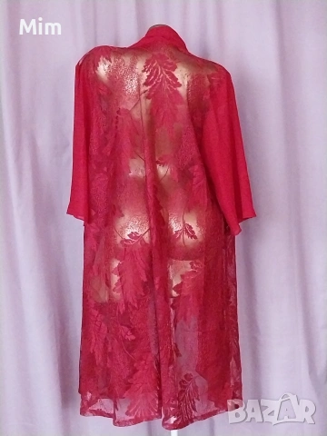 L/2XL Червен дантелен халат/ наметка/, снимка 4 - Нощници - 53529888