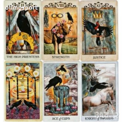 Карти Таро USG Crow Tarot нови  Тази колода Таро е създадена за да въплъти мистичната енергия на вра, снимка 2 - Карти за игра - 32680036