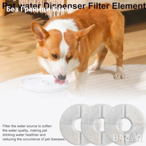 Нови Кръгли филтри за фонтан/поилка 2.5L 12 броя тройна филтрация котка, снимка 3 - За котки - 53523182