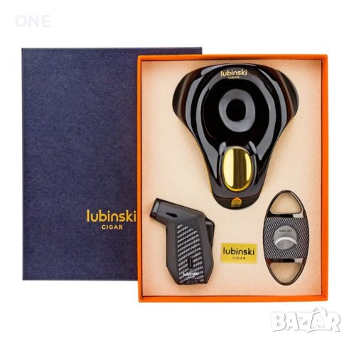 Lubinski лубински подаръчен комплект запалка, пепелник и ножица за пури., снимка 2 - Запалки - 43257348