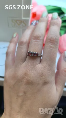 Необичаен Сребърен Пръстен с Топаз/Гранат💍, снимка 3 - Пръстени - 49915815